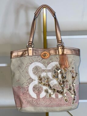 Coach Audrey Jeweled Coral Reef Resort Tote Bag